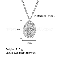 304 aus rostfreiem Stahl Halsketten, Auge, Edelstahl Farbe, 17.72 Zoll (45 cm)