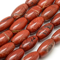 Ovales rojos abalorios jaspe hebras naturales, 12x6mm, agujero: 1 mm, aproximamente 32 pcs / cadena, 16.1 pulgada
