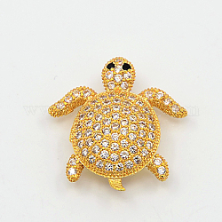 Perline zirconi micro pave  in ottone, perline tartaruga cave,  piombo & nichel & cadmio libero, oro, 20x19x6mm, Foro: 2 mm