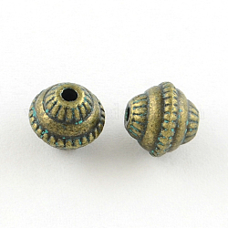 Bicone Zink-Legierung Perlen, cadmiumfrei und bleifrei, antike Bronze & grüne Patina, 8x7 mm, Bohrung: 2 mm