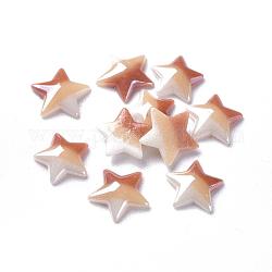 Opaque Glass Cabochons, Stripe Pattern, Star, Colorful, 9x10x2.5mm
