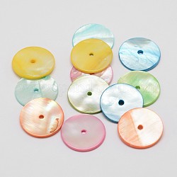Perles de coquillage naturel teintées, disque / plat rond, perles heishi, couleur mixte, 20x2mm, Trou: 2mm