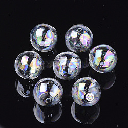 Hechos a mano soplados cuentas globo de cristal, color de ab chapado, redondo, claro ab, 12x11mm, agujero: 1~1.5 mm