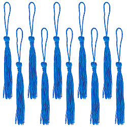 Sunnyclue 100 個縫製タッセルバルク手作りブックマークタッセルシルキータッセルジュエリー作成用ソフトクラフトタッセルループブックマークポリエステルシルクタッセル卒業キャップ卒業生帽子装飾ブルー