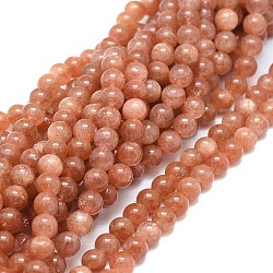 Natürliche sunstone Perlen Stränge, Runde, 6 mm, Bohrung: 0.8 mm, ca. 66 Stk. / Strang, 15.75 Zoll (40 cm)