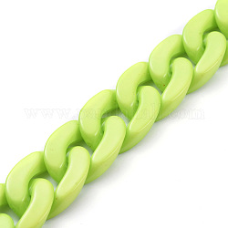 Непрозрачные акриловые цепочки ручной работы, витая цепь, овальные, для изготовления ювелирных изделий, желто-зеленые, ссылка: 30x21x6 mm, 39.37 дюйм (1 м) на прядь