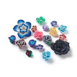 Ручной кабошоны цветок полимерная глина, разнообразные, разноцветные, 19~42x11~16 мм