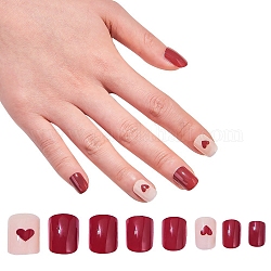 Set di nail art, con punte per unghie in plastica 24 pz, 24 pezzo di colla per unghie gelatina doppio lato, firebrick, 14.5~23x7~14mm, su 24 pc / insieme