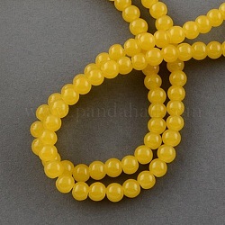 Imitation Jade Glass Round Beads Strands, Spray Painted, Gold, 12mm, Hole: 1.3~1.6mm, about 66pcs/strand, 31.4 inch