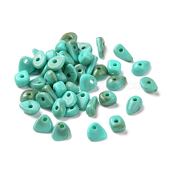 Perle acriliche opache bicolore, pepite, turchese scuro, 6.5~9.5x5~7x3~4.5mm, Foro: 1.6 mm, 3500pcs/500g