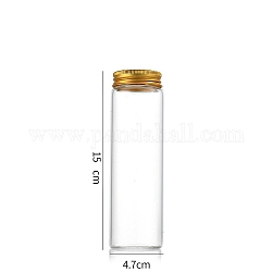 Колонна стеклянная винтовая верхняя трубка для хранения шариков, прозрачные стеклянные бутылки с алюминиевыми губками, золотые, 4.7x15 см, емкость: 200 мл (6.76 жидких унции)