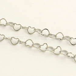 304 inoxidables corazón de acero cadenas de eslabones, con carrete, para el collar, soldada, color acero inoxidable, 3.7x4.6x0.5mm, aproximadamente 82.02 pie (25 m) / rollo