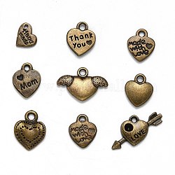 Idées uniques pour la Saint-Valentin pendentifs en alliage de style tibétain mixte, bronze antique, 7~15x7~15x3~4mm, Trou: 1~2mm