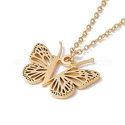 Ожерелье с подвеской в виде бабочки, золотые украшения из нержавеющей стали 304 для женщин, letter.v, Кулон : 19x25x1 мм, 15.55 дюйм (39.5 см)