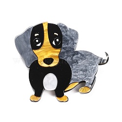 Insignia de acrílico de perro de moda, pin de solapa animal de dibujos animados para ropa de mochila, negro, 58.5x62x4.5mm