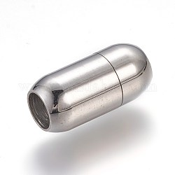 304 Magnetverschluss aus Edelstahl mit Klebeenden, Oval, Edelstahl Farbe, 20x10 mm, Bohrung: 6 mm