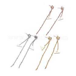 (vente d'usine de fêtes de bijoux) 304 boucles d'oreilles pendantes en acier inoxydable, avec strass, en forme de V, couleur mixte, 85mm, pin: 0.8 mm