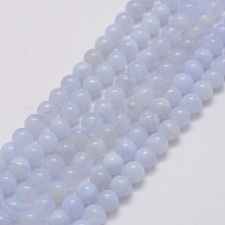 Fili di perline di agata blu chiaro naturale, grado ab, tondo, 8mm, Foro: 1 mm, circa 50pcs/filo, 15.3 pollice (39 cm)