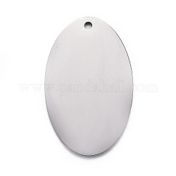 304 Stainless Steel Pendants, Stamping Blank Tag, Oval, Stainless Steel Color, 24x15x1mm, Hole: 1.2mm