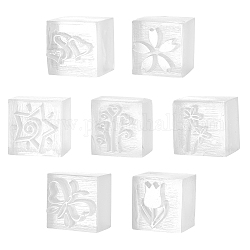 Chapitre résine, chapitre de timbre de savon en résine fait main bricolage, carrée, Modèles mixtes, 20.5~26x22~23x22~23mm, 7 motifs, 1pc / modèle, 7 pièces / kit