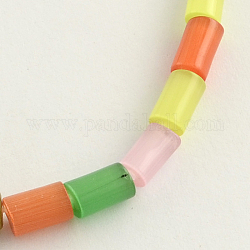 Cat Eye Glass Bead Strands, Column, Mixed Color, 6~8x4.5mm, Hole: 1mm, about 48pcs/strand, 14.5inch