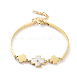 Placcatura ionica (ip) 304 braccialetto a maglie incrociate in acciaio inossidabile, con imitazione di conchiglia, oro, 6-1/8 pollice (15.5 cm)