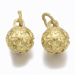Campana de bronce colgantes ajustes de esmalte, sin níquel, campana con estrella, crudo (sin chapar), 12x10mm, agujero: 4.5 mm