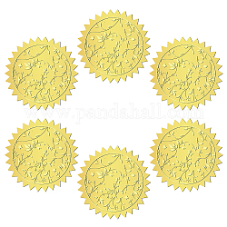 12 foglio di adesivi autoadesivi in lamina d'oro in rilievo, decalcomanie decorative con medaglia a punto rotondo per il sigillo della busta, foglia, Dimensioni: su 165x211 mm, adesivi: 50mm, 12 fogli / set
