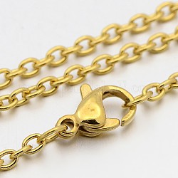 304 Edelstahl Kabelkette Halsketten, mit Karabiner verschlüsse, golden, 17.7 Zoll (45 cm), 1.5 mm