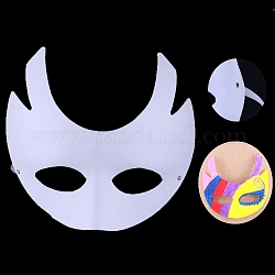 Unlackierte Maskerade-Maske selber machen, weiße Halbgesichts-Papiermaske für Partydekoration, Katze Muster, 210x200 mm