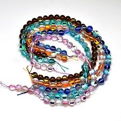 Synthetical Moonstone Beads Strands, Holographic Beads, Dyed, Round, Mixed Color, 8mm, Hole: 1mm, 15.5inch
