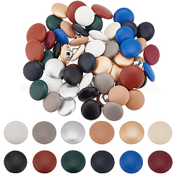 Benecreat 72 個 12 色の革で覆われたボタンを縫い付けます  15 ミリメートル室内装飾ニット diy ハンドクラフト革服ドレスコートジーンズソファ装飾工芸品  6個/カラー