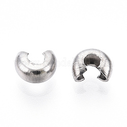 304 Stainless Steel Crimp Beads Covers, Stainless Steel Color, 5.5x4.5mm, Hole: 1.6mm