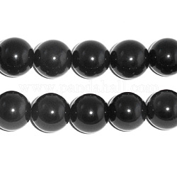 Natürlichen Obsidian Perle Stränge, Runde, 6 mm, Bohrung: 0.8 mm, etwa 15.5 Zoll, 61 Stk. / Strang