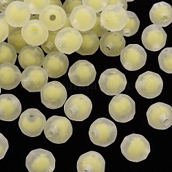 Abalorios de acrílico transparentes, talón en grano, esmerilado, facetados, redondo, amarillo, 9.5x9.5mm, agujero: 2 mm, aproximamente 1041 unidades / 500 g