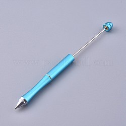 Stylos en plastique perlables, stylo à bille à encre noire, pour la décoration de stylo bricolage, bleu profond du ciel, 157x10mm, le pôle central : 2mm