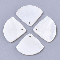Pendentifs de coquillages d'eau douce naturelle, fan, blanc, 19.5x23.5x2mm, Trou: 1.2mm