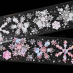 Cinta adhesiva impermeable para mascotas con tema de invierno, Cinta decorativa de copos de nieve para álbumes de recortes., fabricación de la tarjeta, redondo, 50x0.1mm, 2 m / rollo