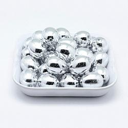 Chapado de cuentas de plástico ecológicas, huevo, color plateado, 22.5x17.5mm, agujero: 2.5 mm, aproximamente 120 unidades / 500 g