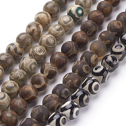 Natural Agate Beads Strands, Dyed,  Round, Mixed Color, 8mm in diameter, Hole: 1mm
