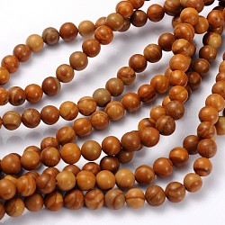 Fili di perline gemstone, legno di pizzo di pietra, tondo, 6mm, Foro: 0.8 mm, 15~16 pollice