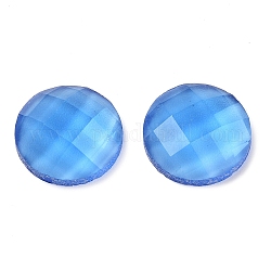 Cabuchones de cristal, facetados, semicírculo, azul aciano, 12x4mm