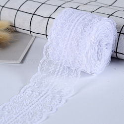 Bordure en dentelle de polyester, bord ondulé avec motif chauve-souris, Accessoires de vêtement, blanc, 1-3/4 pouce (45 mm), environ 10.94 yards (10 m)/rouleau