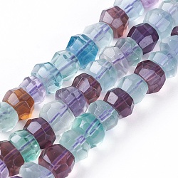 Cordes naturelles de perles de fluorite arc-en-ciel, facette, rondelle, 8~10x5~8mm, Trou: 1mm, Environ 65 pcs/chapelet, 16 pouce