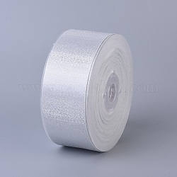Double Face Polyester Satin Ribbon, with Metallic Silver Color, Silver, 1-1/2 inch(38mm), about 100yards/roll(91.44m/roll)