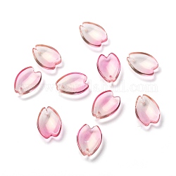 Colgantes de cristal transparente, pétalo de sakura, rosa, 16x12x3.5mm, agujero: 0.9 mm