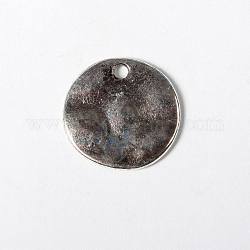 Antique Silver Tibetan Silver Flat Round Pendants, Lead Free and Cadmium Free, about 15mm in diameter, 1mm thick, hole: 1.5mm