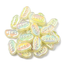 Placage uv perles acryliques lumineuses, iridescent, nuage, cyan, 15x26x6mm, Trou: 2.6mm