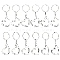 CHGCRAFT 12Pcs Alloy Keychain, with Iron Key Rings, Heart, Platinum, 9.6cm