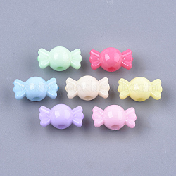 Opaque Solid Color Acrylic Beads, Candy, Mixed Color, 8x14.5x8mm, Hole: 2mm, about 1370pcs/500g